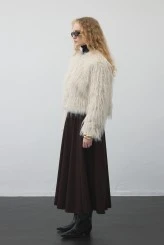 Ecru Faux Fur Coat - 4