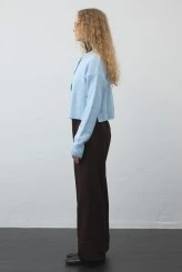 Açık Mavi Düğmeli Triko Hırka - 4