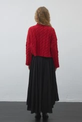 Black Belted Asymmetric Voile Skirt - 6