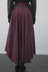 Plum Belted Asymmetric Voile Skirt - 8