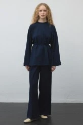 Lacivert Yırtmaçlı Oversize Sweatshirt - 2