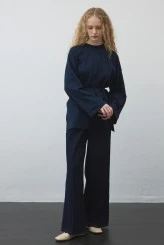 Lacivert Yırtmaçlı Oversize Sweatshirt - 3