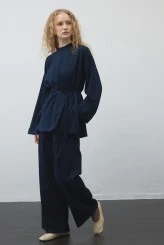 Lacivert Yırtmaçlı Oversize Sweatshirt - 4