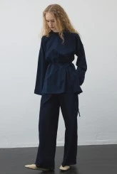 Lacivert Yırtmaçlı Oversize Sweatshirt - 1