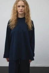 Lacivert Yırtmaçlı Oversize Sweatshirt - 6