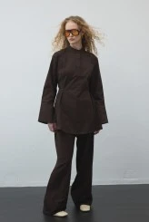 Acı Kahve Volanlı Gabardin Tunik - 5