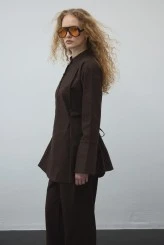 Acı Kahve Volanlı Gabardin Tunik - 6