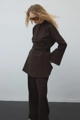 Acı Kahve Volanlı Gabardin Tunik - 2