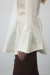 Ekru Volanlı Gabardin Tunik - 8