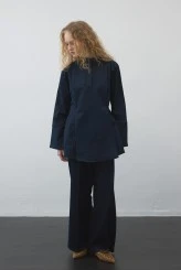 Lacivert Volanlı Gabardin Tunik - 2
