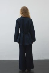 Lacivert Volanlı Gabardin Tunik - 7