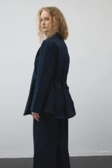 Lacivert Volanlı Gabardin Tunik - 6