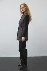 Khaki Gabardine Pocketed Belted Vest - 5
