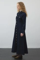 Denim Dress with Stitch Detailing - 5