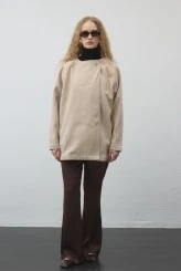 Bej Atkılı Kaşe Ceket - 5