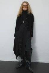 Pleated Asymmetrical Skirt - 1