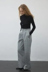 Grey Pleated Palazzo Trousers - 4