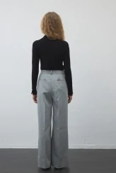 Grey Pleated Palazzo Trousers - 7