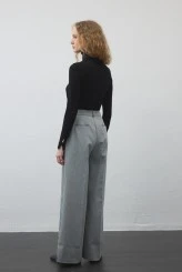 Grey Pleated Palazzo Trousers - 6