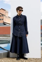 Parçalı Denim Etek - 1