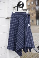 Lacivert Ekose Bağlamalı Etek - 2