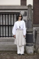 Bej Ekose Bağlamalı Etek - 1