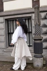 Bej Ekose Bağlamalı Etek - 4