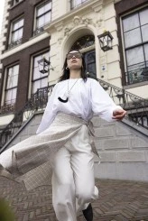 Bej Ekose Bağlamalı Etek - 2