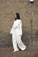 Ecru Pleated Wide-Leg Trousers - 2