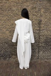 Ecru Pleated Wide-Leg Trousers - 4