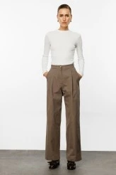 Beige Gabardine Palazzo Pants - 4