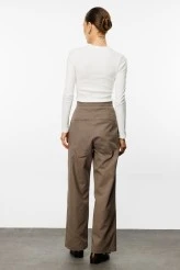 Beige Gabardine Palazzo Pants - 6