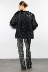 Black Faux Fur Short Coat - 5