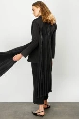 Black Pleated Detail Blazer - 4