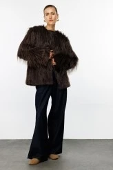 Brown Faux Fur Short Coat - 3