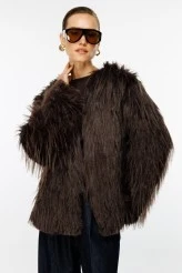 Brown Faux Fur Short Coat - 2