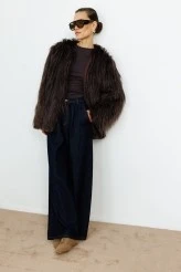 Brown Faux Fur Short Coat - 1