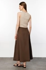 Brown Pleated Detail Skirt - 6