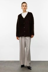 Brown Textured Knit Cardigan - 2