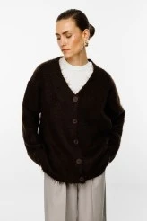 Brown Textured Knit Cardigan - 3