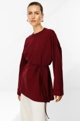 Burgundy Slit Oversized Sweatshirt - 4