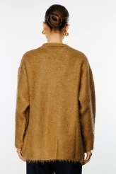 Camel Textured Knit Cardigan - 5