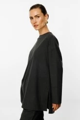 Charcoal Basic Blouse with Side Slits - 4