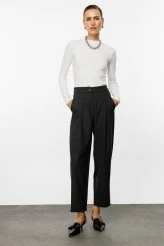 Charcoal Carrot Cut Pants with Pockets - 1