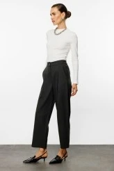 Charcoal Carrot Cut Pants with Pockets - 5