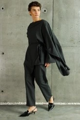 Charcoal Carrot Cut Pants with Pockets - 2