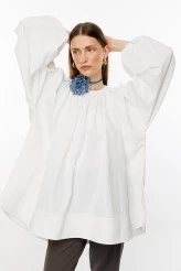 Ecru Oversized Flounce Cotton-Poplin Tunic - 4