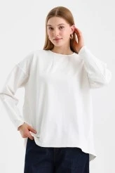 Ecru Sweatshirt with Stitch Detail on the Sleeves - 4