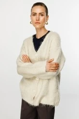 Ecru Textured Knit Cardigan - 2