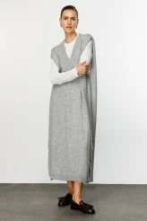 Grey V-Neck Knit Dress - 2